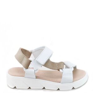 NWT Papantas Tan and White Chunky Platform Sandals